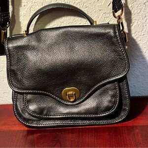 Fossil Black Leather Crossbody Handbag